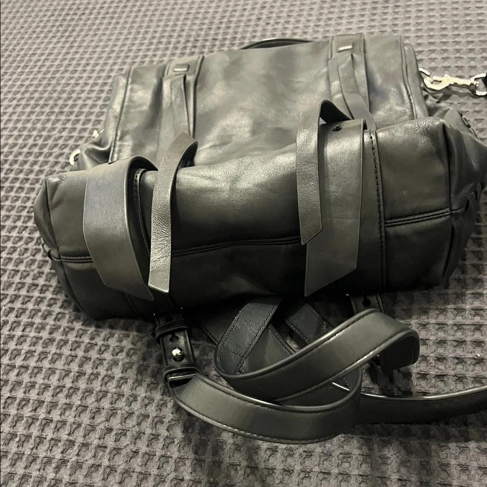 Black Leather Backpack Shoulder Bag - Unbranded